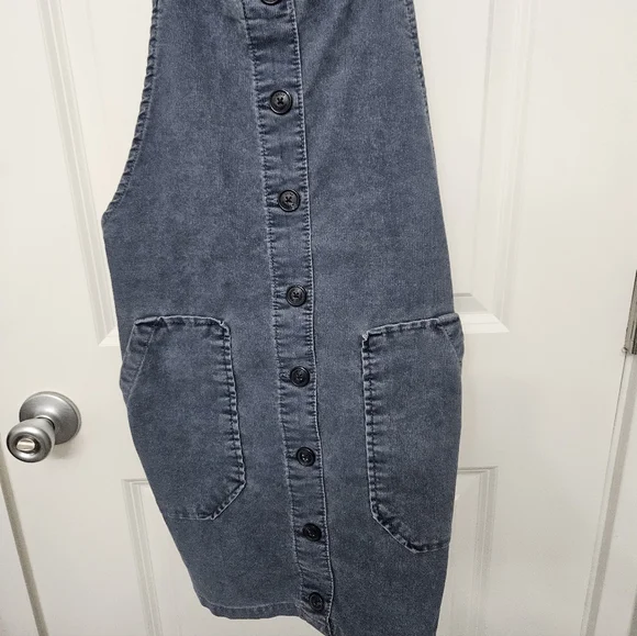 American Eagle Womens Overall Jumper/ Dress Blue Corduroy Casual Sz M - Picture 3 of 6